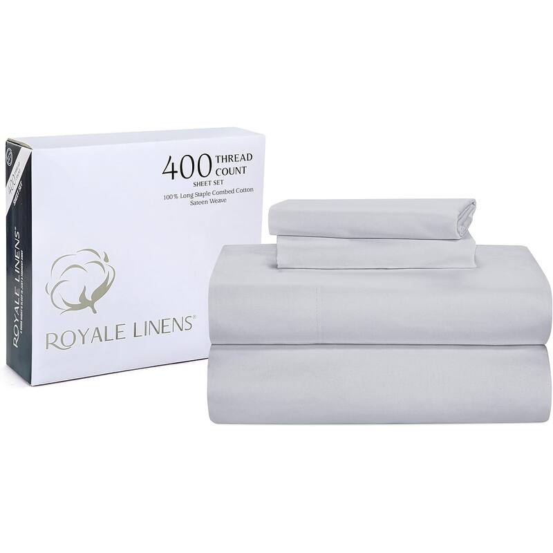 Royale Linen 400 Thread Count Cotton 4 Piece Sateen Sheet Set