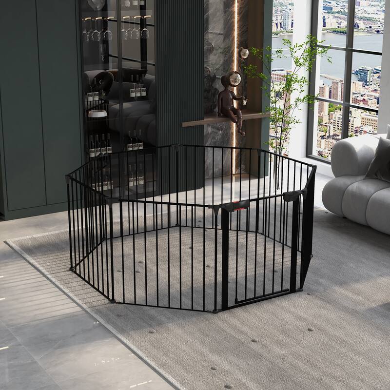 Black Steel 4-in-1 Configurable Safety Gate for Kids and Pets