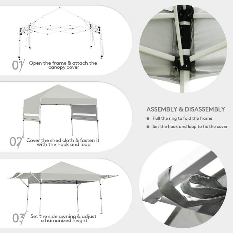 17 x 10 Feet Foldable Pop Up Canopy with Adjustable Dual Awnings - 17' x 10' x 10' (L x W x H)