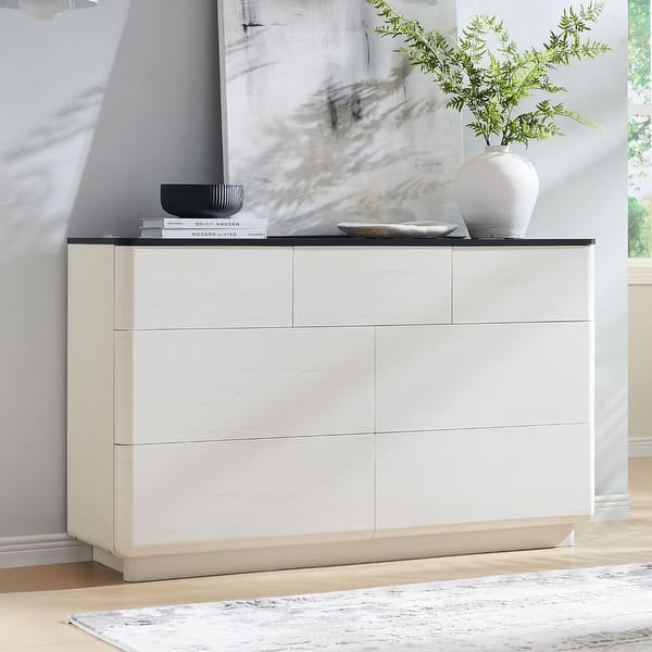 slide 2 of 28, Modern 7 Drawer Dresser for Bedroom, Chest of Drawers, TV Stand White