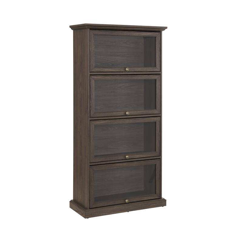 GDFStudio - Brookline Modern Storage Glass Display Cabinet with Flip-Up Glass Doors and 4-Tier Shelving