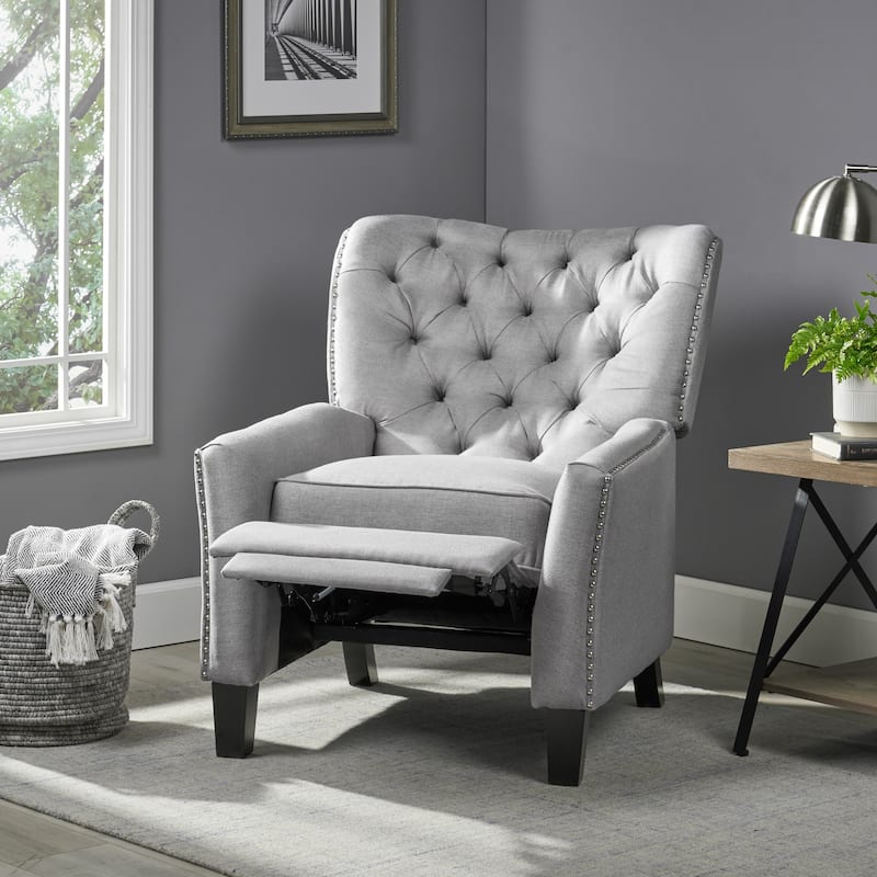 Roomfitters Modern Fabric Push Back Recliner, Comfortable Lounge Chair for Living Room, Bedroom