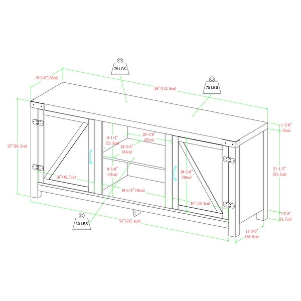 The Gray Barn Firebranch 58-inch Barn Door TV Stand Console