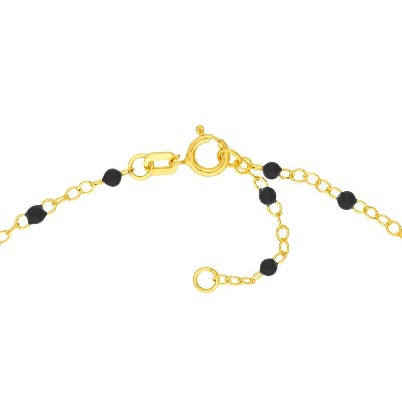 Curata 14k Yellow Gold 18" Black Enamel Bead Piatto Chain Necklace (Spring-ring)