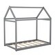 preview thumbnail 9 of 7, Gray Twin Wooden House Bed with Roof
