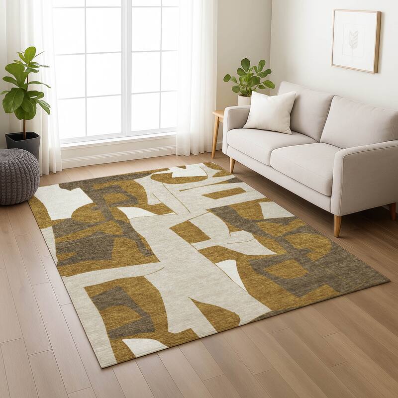 Machine Washable Indoor/ Outdoor Modern Crestone Chantille Rug