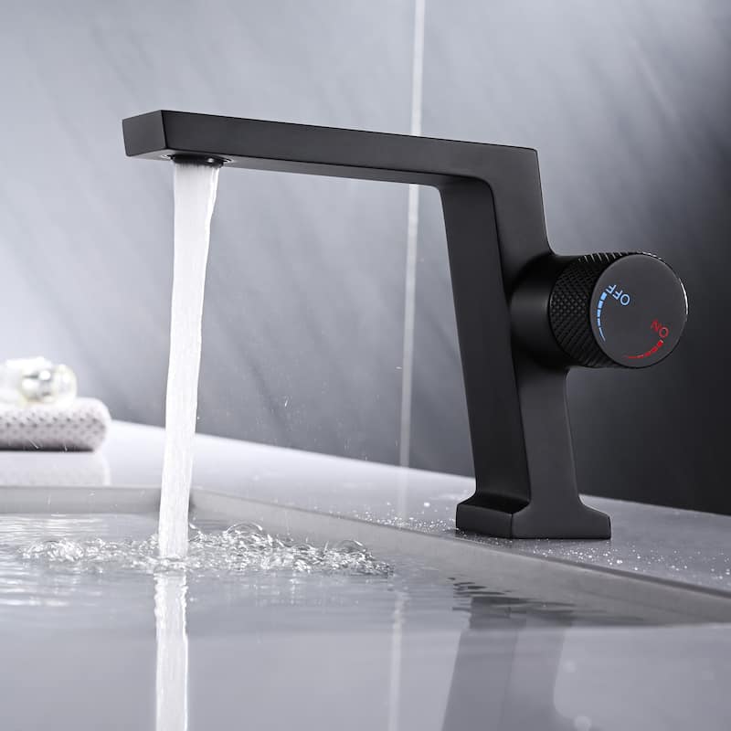Single Handle Bathroom Faucet Brass 1 Hole Modern Bathroom Sink Basin Faucets Matte Black - Matte Black