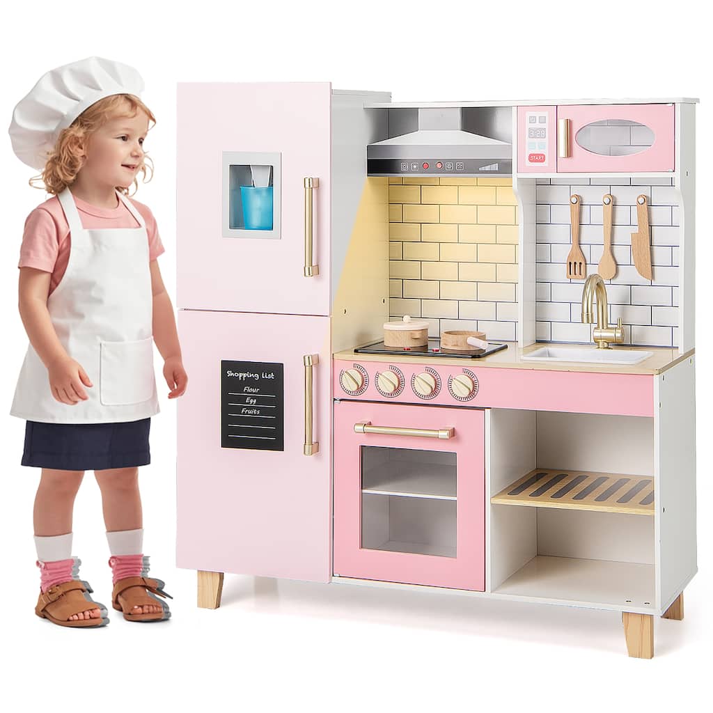 Gymax Kitchen Playset for Kids w/ Realistic Lights & Sounds Range Hood