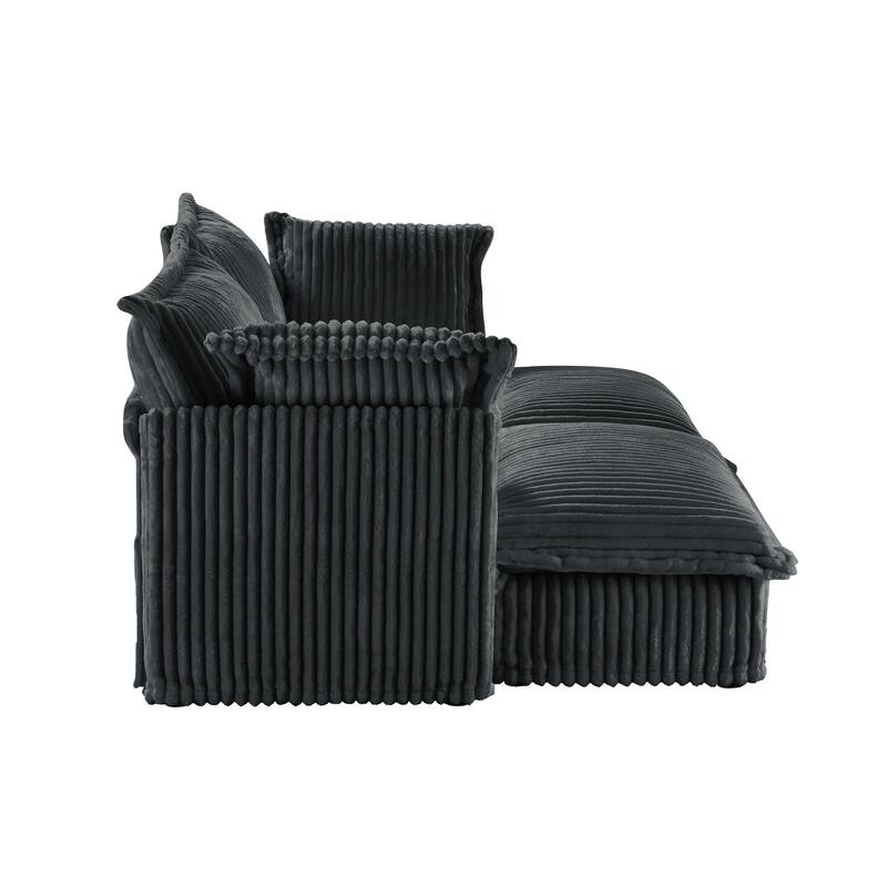 Modular Sectional Sofa Modern Convertible Loveseat Couch, 83.4 Inch 2-Seater Sofas Corduroy Sofas Set with Movable Ottoman