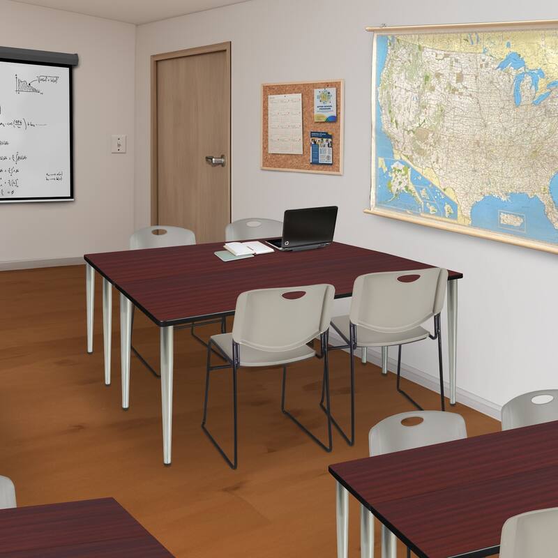 60 x 24 in. Training Seminar Table- Mahogany Top, Chrome Tapered Legs