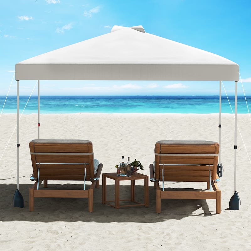 Gymax 10 X 10 FT Pop up Canopy Tent w/ 1 Sidewall Wheeled Bag 8 Stakes