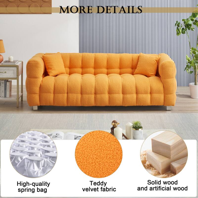 Premium 80-inch Wool Sofa with High-Density Foam Filling and Bonus Cushions