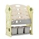 preview thumbnail 10 of 26, Multi-Functional Kids Toy Storage Organizer Furniture Set with Bins and Bookshelf - 72.8”L x 17.3”W x 43.3”H Yellow-Beige-Grey