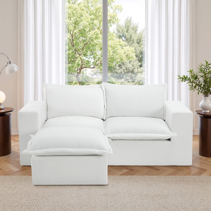 Chenille No Assembly Modular Sectional Sofa Cloud Couch with Ottoman