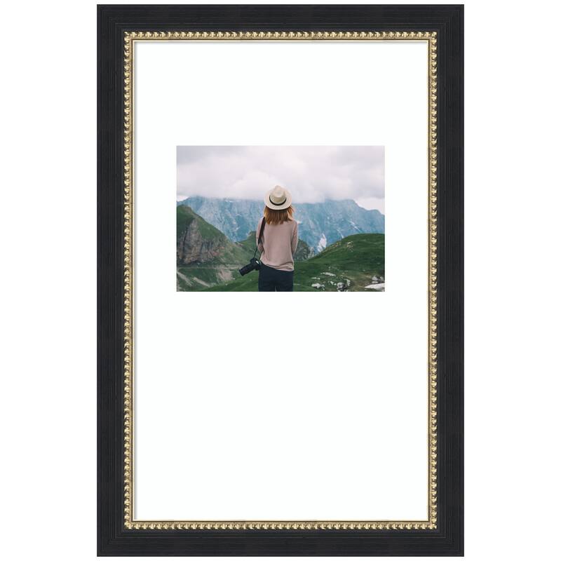Kate and Laurel Belmont Black Photo Frame - 10x16 matted to 5x7 - Black
