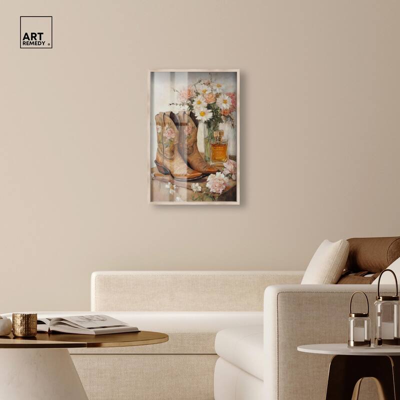 Delicate Floral Boots II Shadowbox by Art Remedy