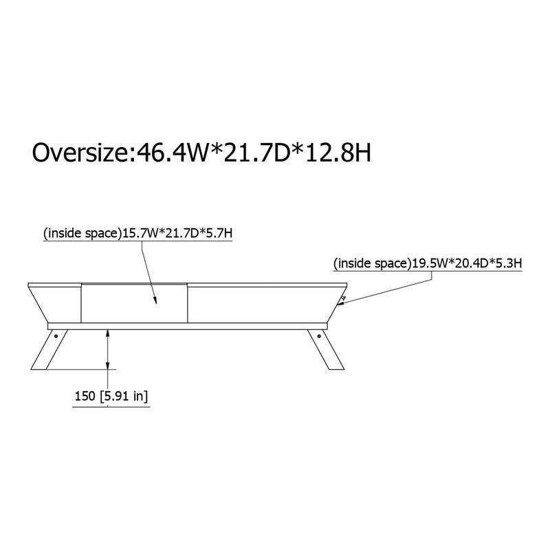 24/7 Shop At Home Mid-Century Walnut 47-inch Glass Insert 1-Shelf Coffee Table