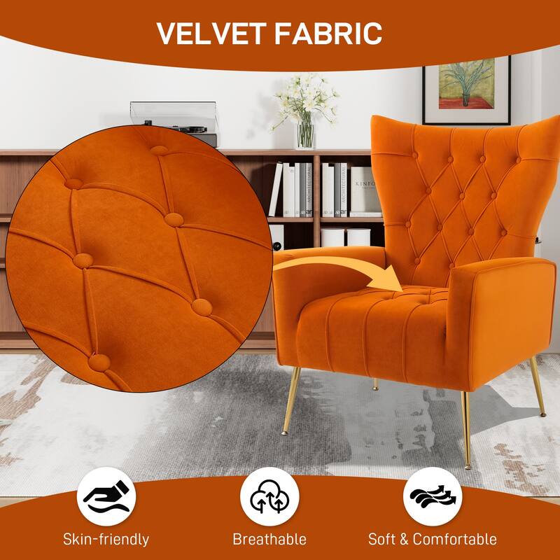 Ouyessir Upholstered Tufted Accent Chair with Ottoman