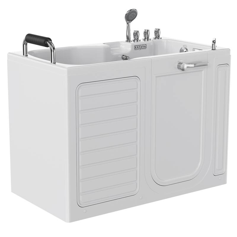 54 in.Right Drain Walk-in Soaking Bath Tub with Outward Opening Door in White - 53"