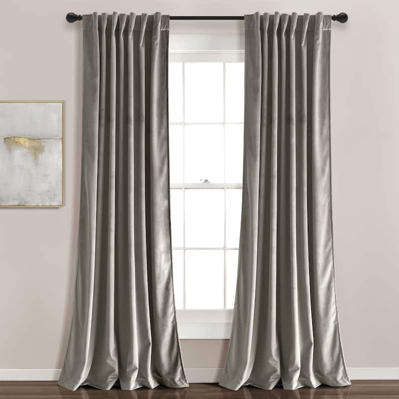 Lush Decor Prima Velvet Solid Light Filtering Back Tab Rod Pocket Window Curtain Panels Set