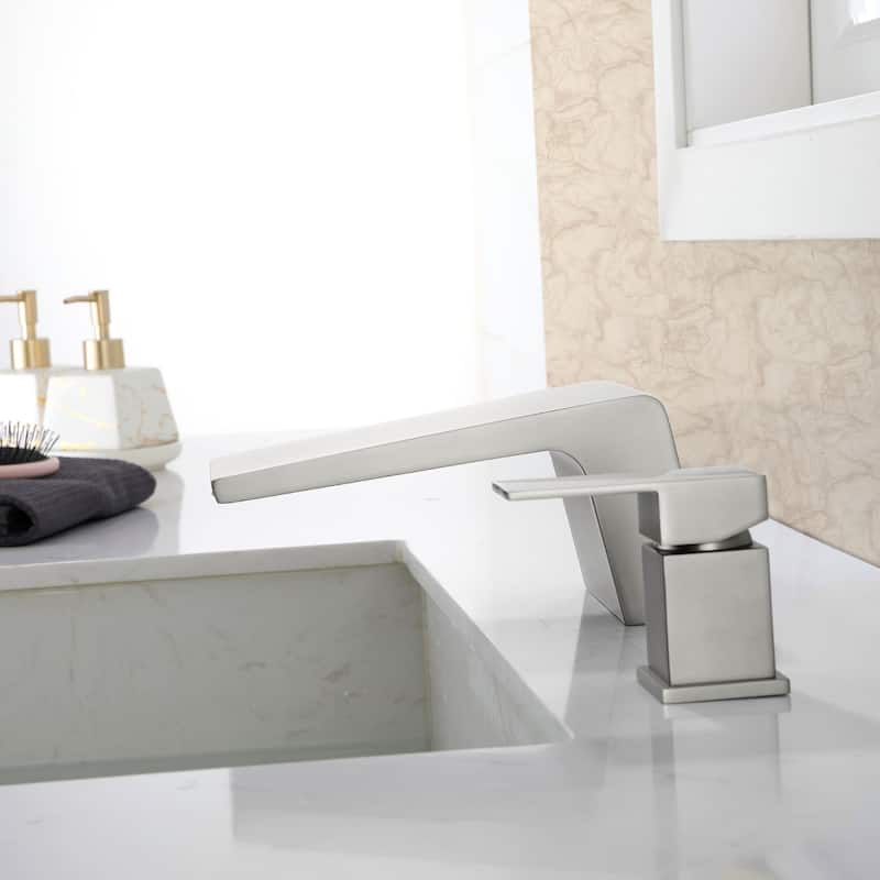 Deck Mount Tub Faucet Brushed Nickel Modern 2 Hole Bathroom Waterfall Single Handle Bathtub Faucet