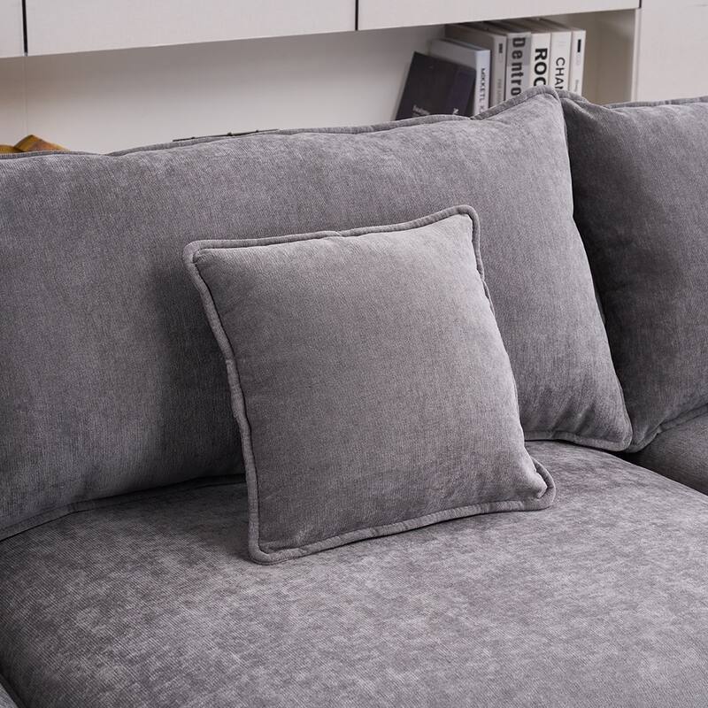 131.89" Chenille U-Shaped Sectional Sofa Bed with Sleeper & Iron Frame Support