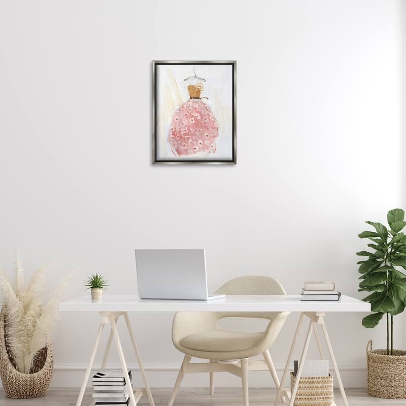 Stupell Elegant & Sophisticated Pink Gown Framed Floater Canvas Wall Art Design By Sally Swatland