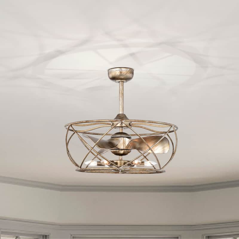 Madalyn 24-inch Antique Silver 6 Lights 3 Blades Lighted Ceiling Fan with Remote