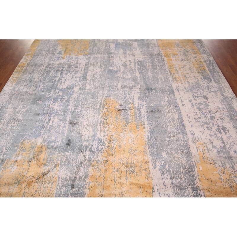 Contemporary Abstract Indian Area Rug Handmade Wool Carpet - 8'0" X 9'8"
