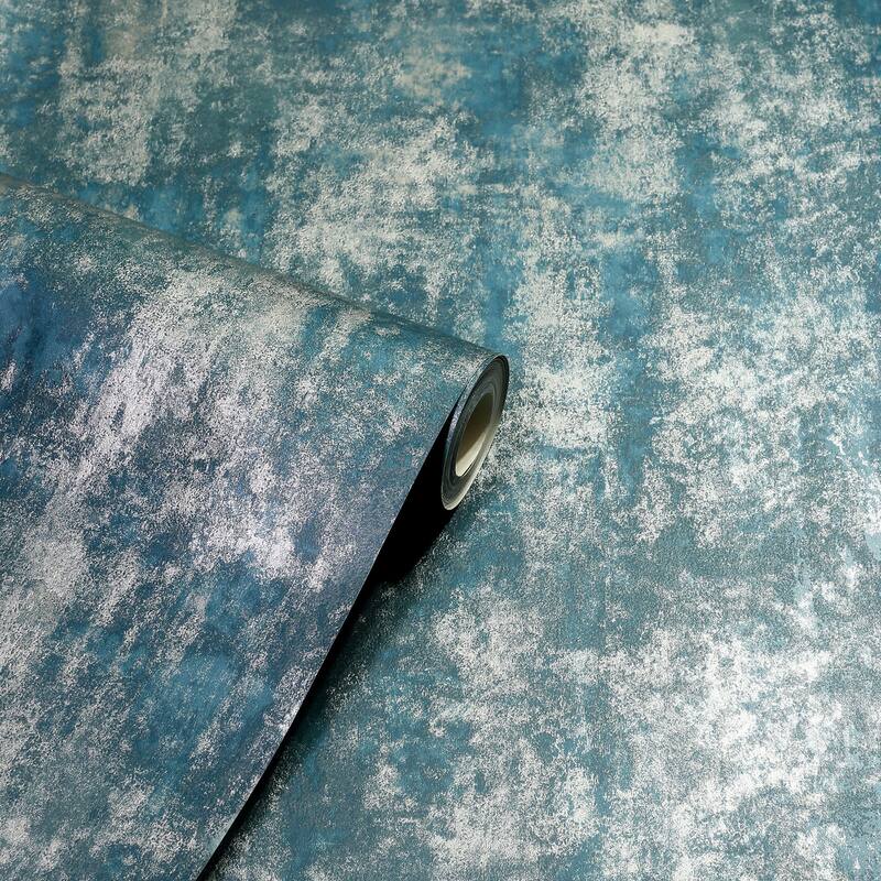 Arthouse Velour Teal Distressed Wallpaper
