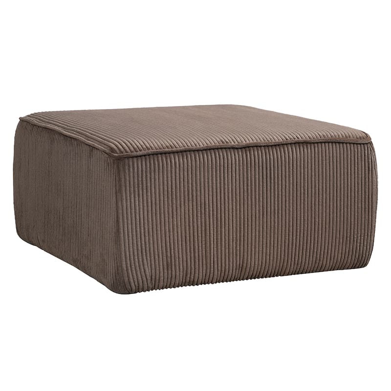 Christopher Knight Home - Modern Upholstered Corduroy Square Ottoman for Living Room with Plush Foam Cushion