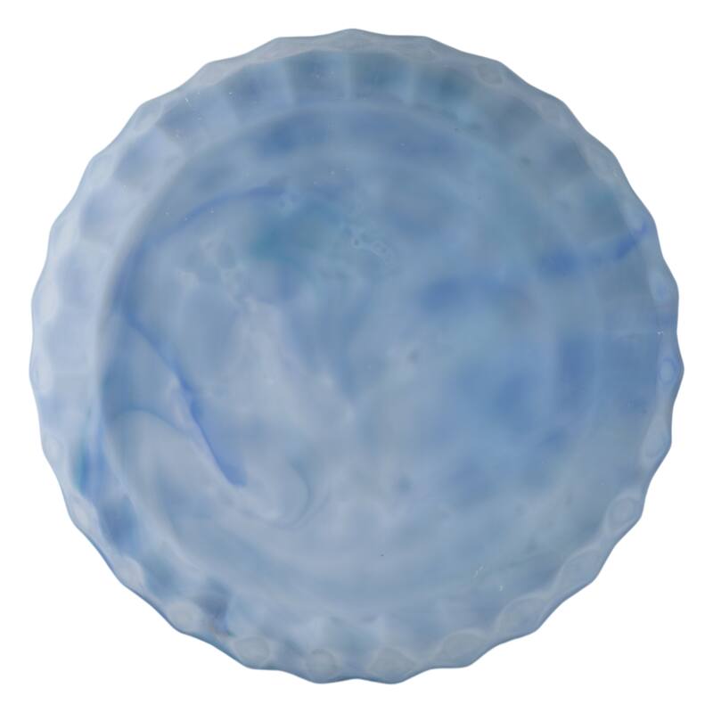 Glass Bowl Carved Stylish Modern Decorative Accent - 5" Blue - 11.75" x 11.75" x 4.75"