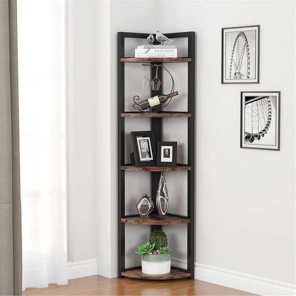 5 Tier Corner Shelf Corner Storage Rack Plant Stand Small Bookshelf Overstock 29157717 Black Espresso