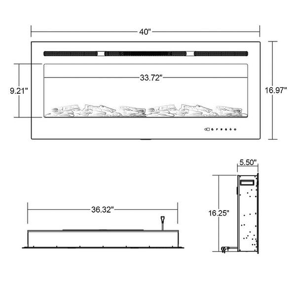 Electric Fireplace inWall Recessed and Wall Mounted 750/1500W Fireplace Heater with Touch