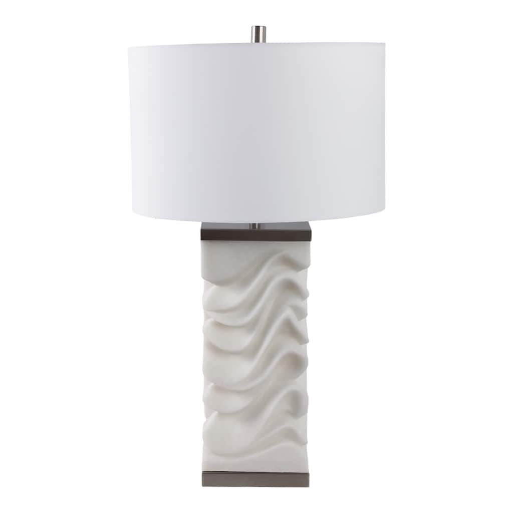 Stone Non-Woven Fabric Table Lamp Sculpted Wave Base - 30" White - 17" x 17" x 30"
