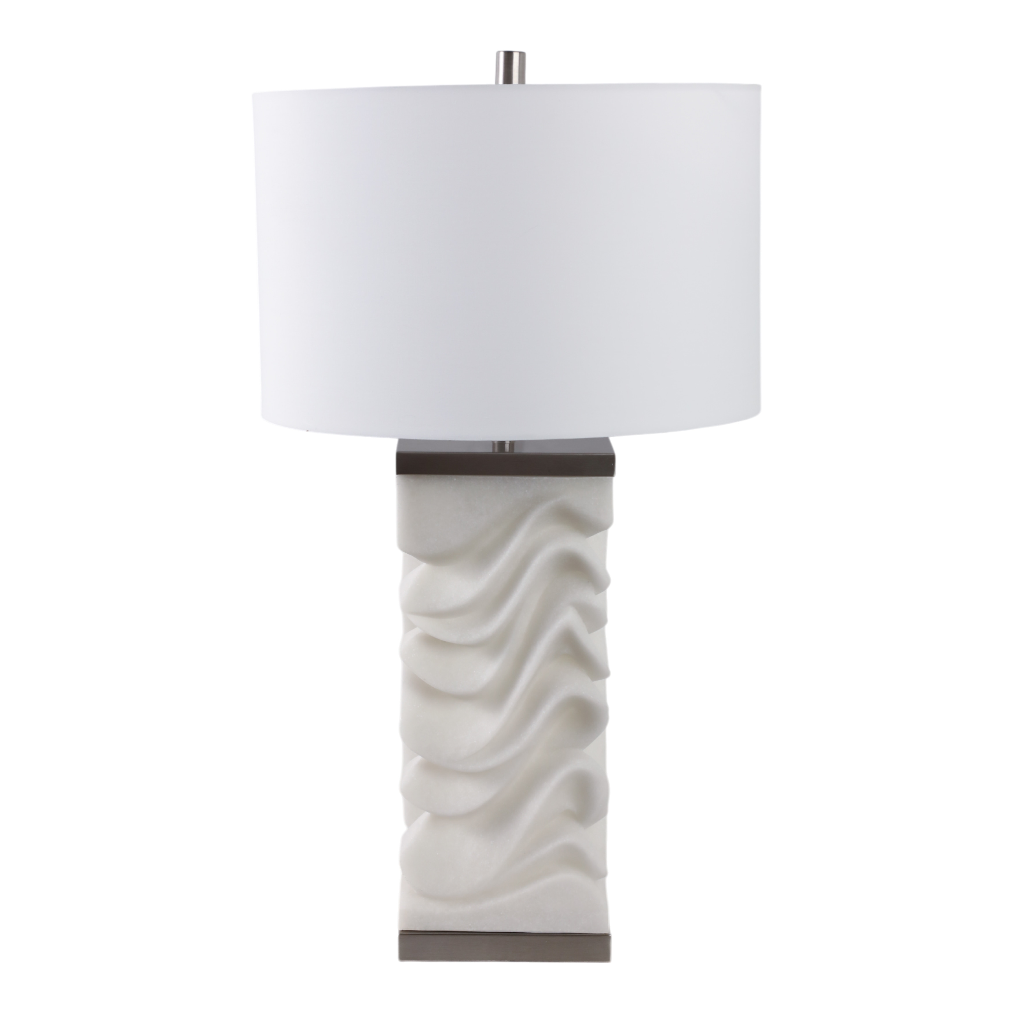 Stone Non-Woven Fabric Table Lamp Sculpted Wave Base - 30" White - 17" x 17" x 30"
