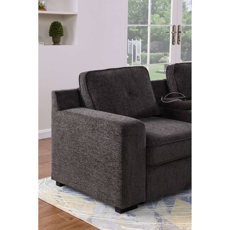 Oversized U Shaped Sleeper Sectional Sofa Pull Out Couch Bed