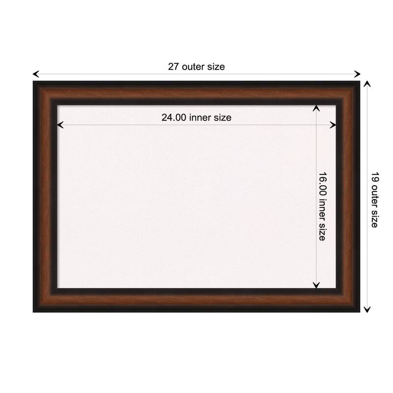 Yale Walnut Framed White Corkboard Bulletin Board - Board Size 24x16