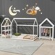 preview thumbnail 10 of 14, Functional Twin Floor Bed with House Roof Frame, Storage Stands, Clothes Hangers White