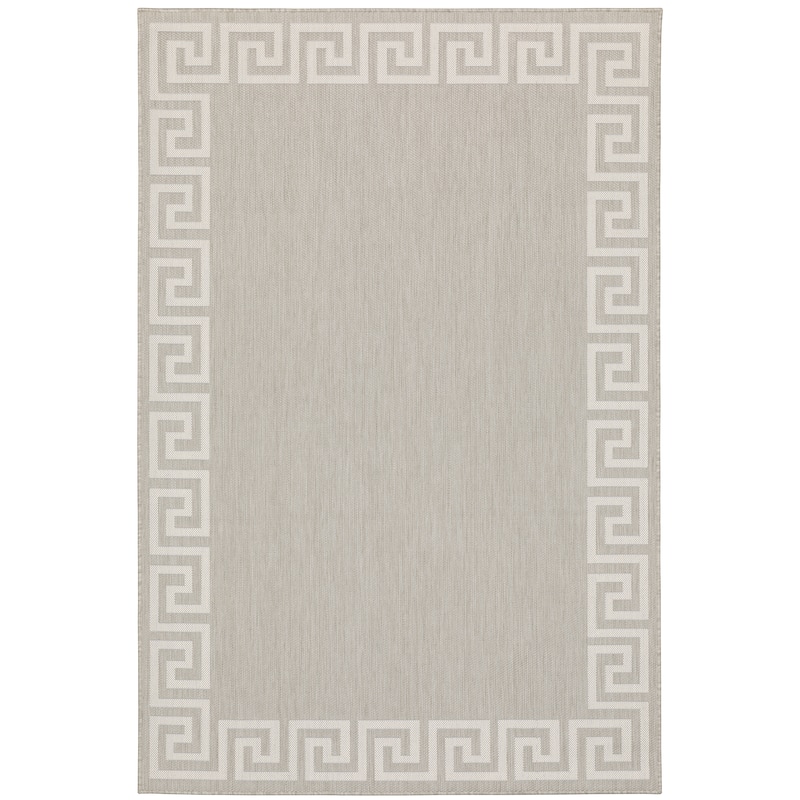 Palmdale Grey Ivory Border Outdoor Casual Area Rug