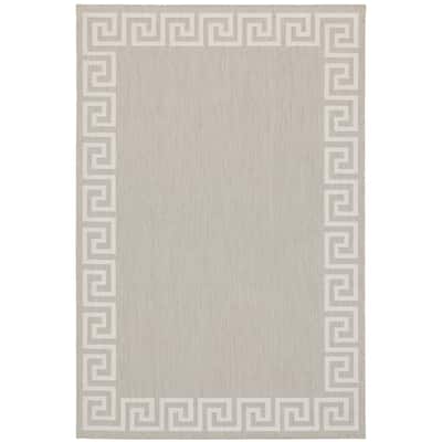 Palmdale Grey Ivory Border Outdoor Casual Area Rug