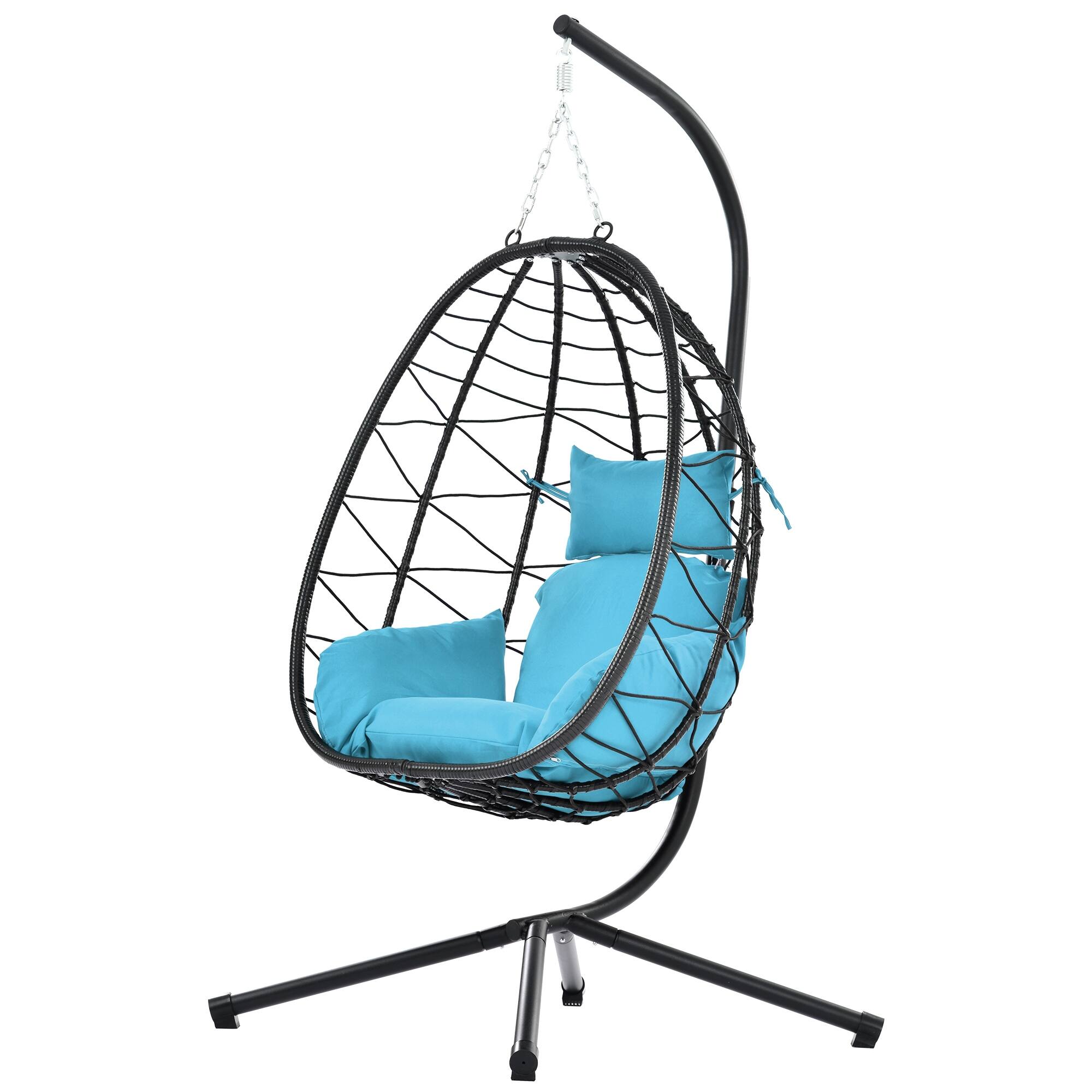 Swing Egg Chair Hammock Chair Indoor Outdoor Patio Cushion Steel Stand 77"H Bed Bath