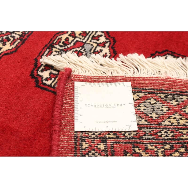 ECARPETGALLERY Hand-knotted Finest Peshawar Bokhara Red Wool Rug - 2'8 x 3'11