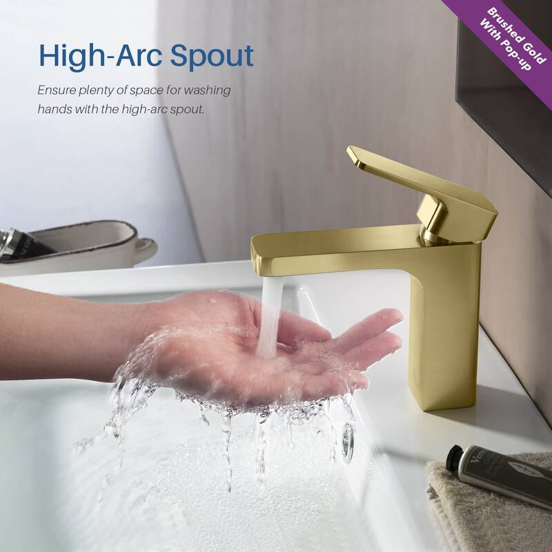 Solid Brass Lead-free Single-handle High Arc Bathroom Faucet