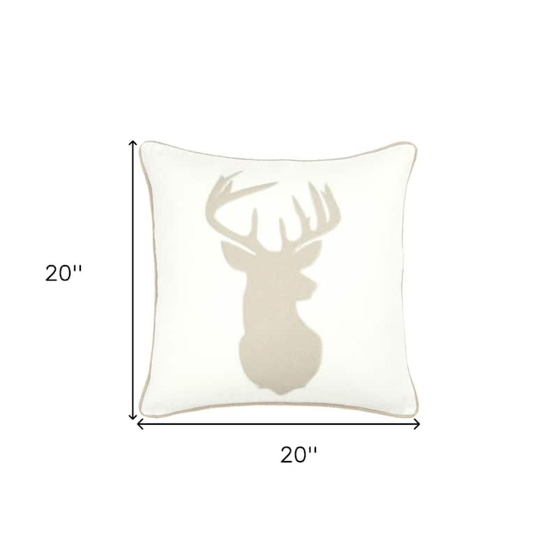 HomeRoots 20" Ivory Cotton Throw Pillow
