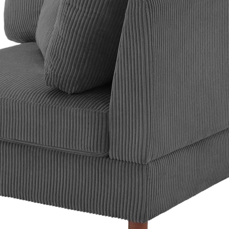 Corduroy Accent Chair with Ottoman Modular Couch Sectional Sofa