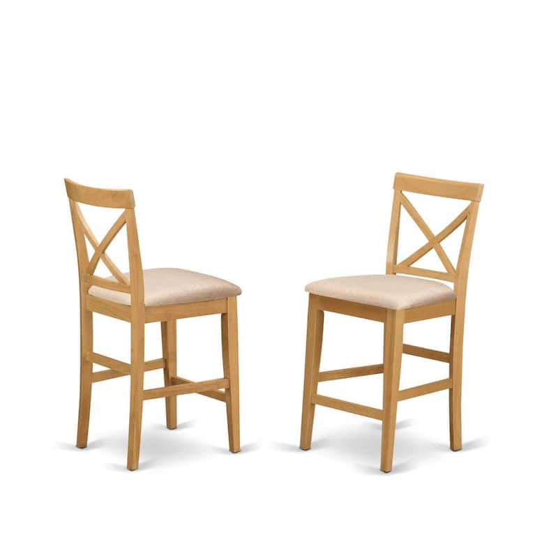 HomeStock 3-Pc Natural Oak Finish Solid Wood Top - Dining Room Set - Seats 4