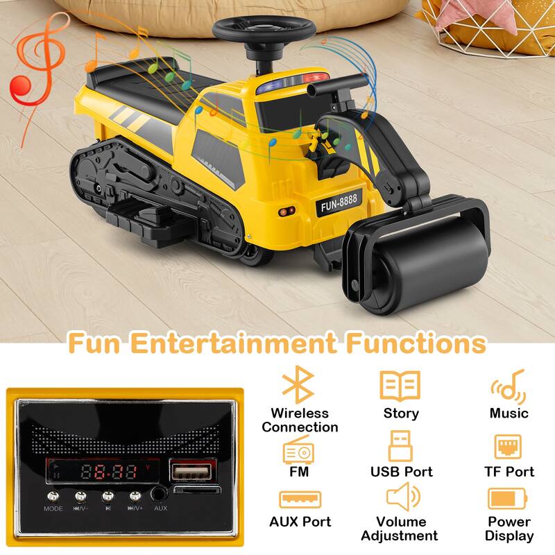 Gymax 3 in 1 Excavator Ride on Toy w/ Horn Story-Telling for Toddlers