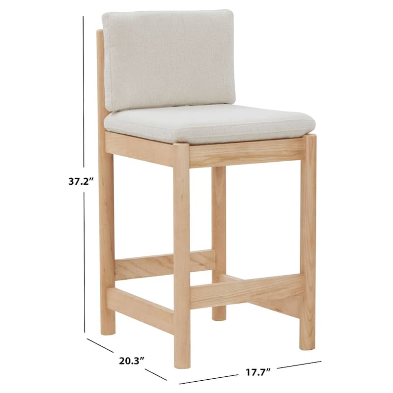 SAFAVIEH Couture Kalmia Boucle 26-inch Counter Stool - 18Wx20Dx37H - Cream/Natural