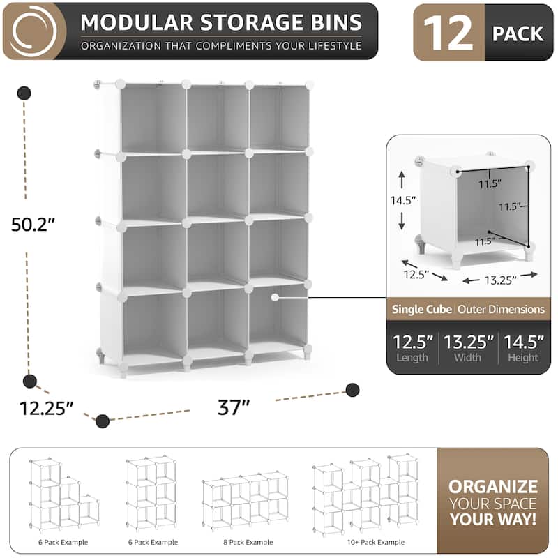Sorbus Cube Storage Organizer – Waterproof Cubby Shelf for Closet, Toys, Books, Shoes, Décor – Space-Saving Bookshelf